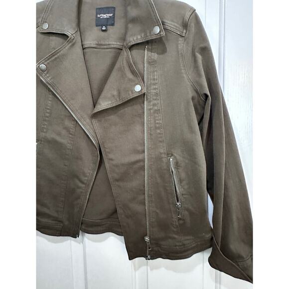 Liverpool Los Angeles Women's Olive Night Bradford Moto Denim Jacket Size Medium - Picture 7 of 8
